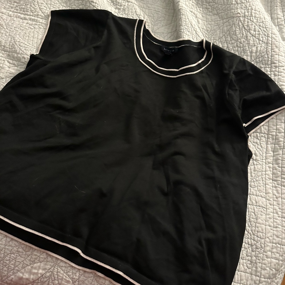Black and white trim oversized top